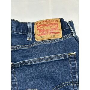 Levi's Men's 501 38x32 Button fly Original Straight Fit Jeans - Dark Wash 0008